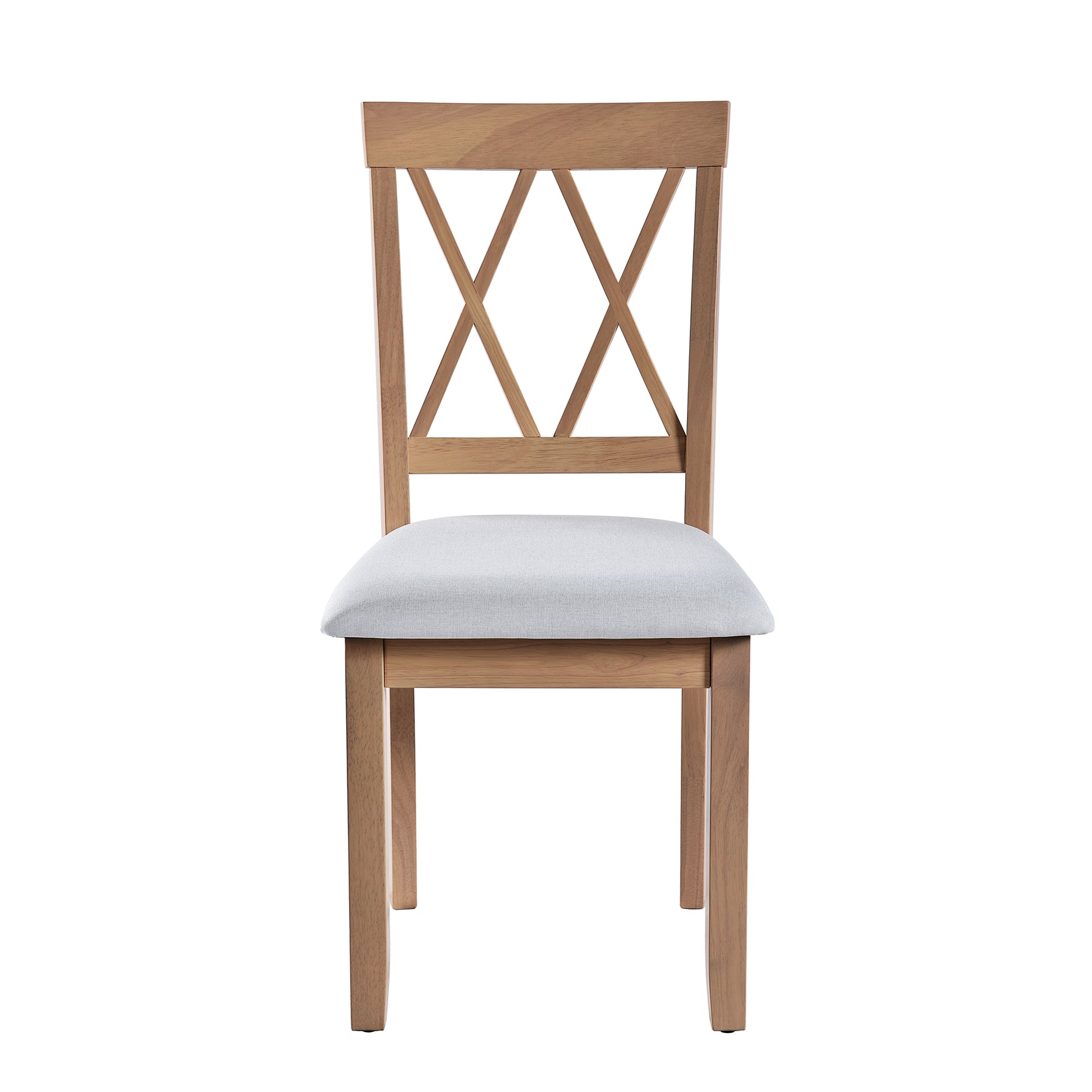 Wooden dining chair with Xback and upholstered seat