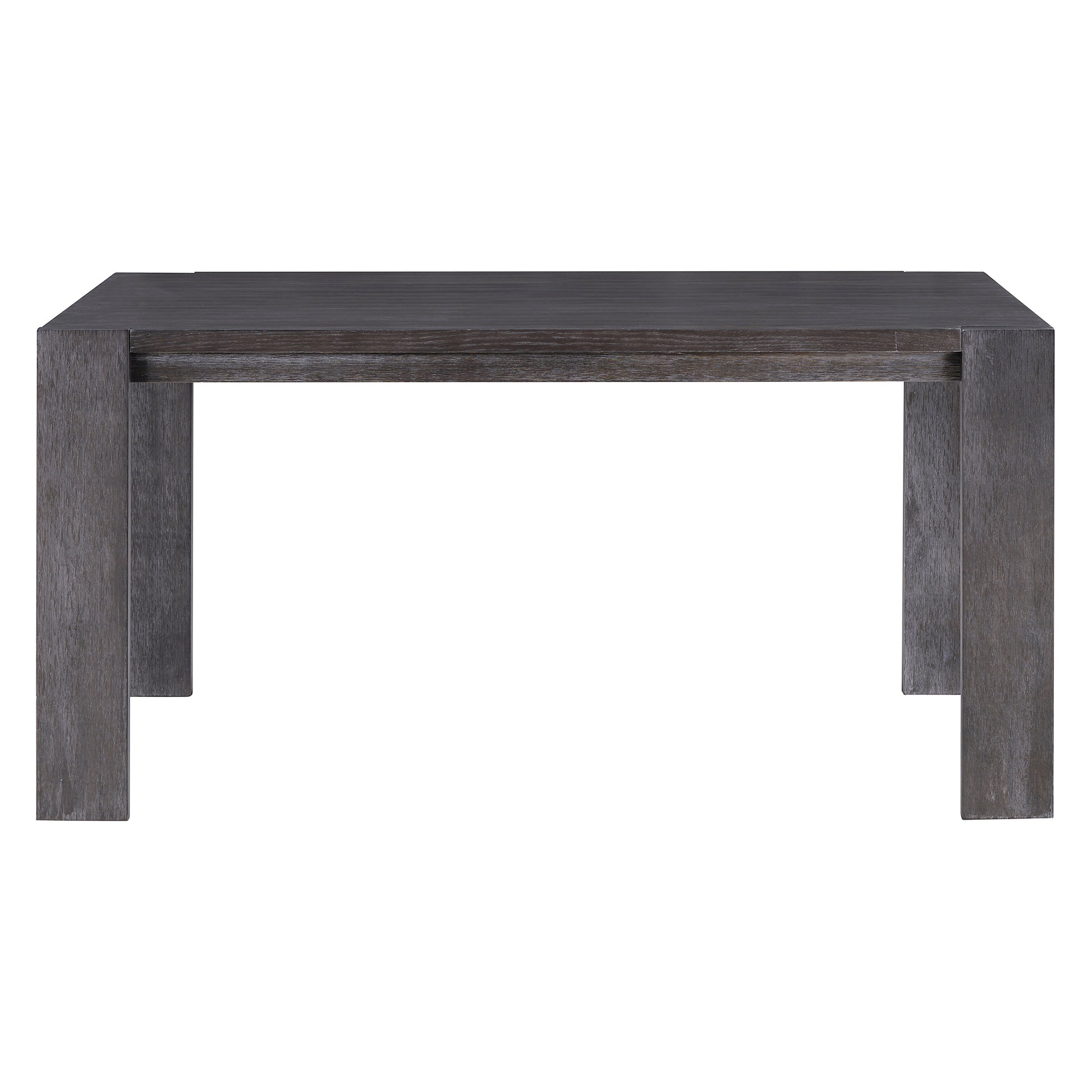 Dark wood dining table with modern block legs