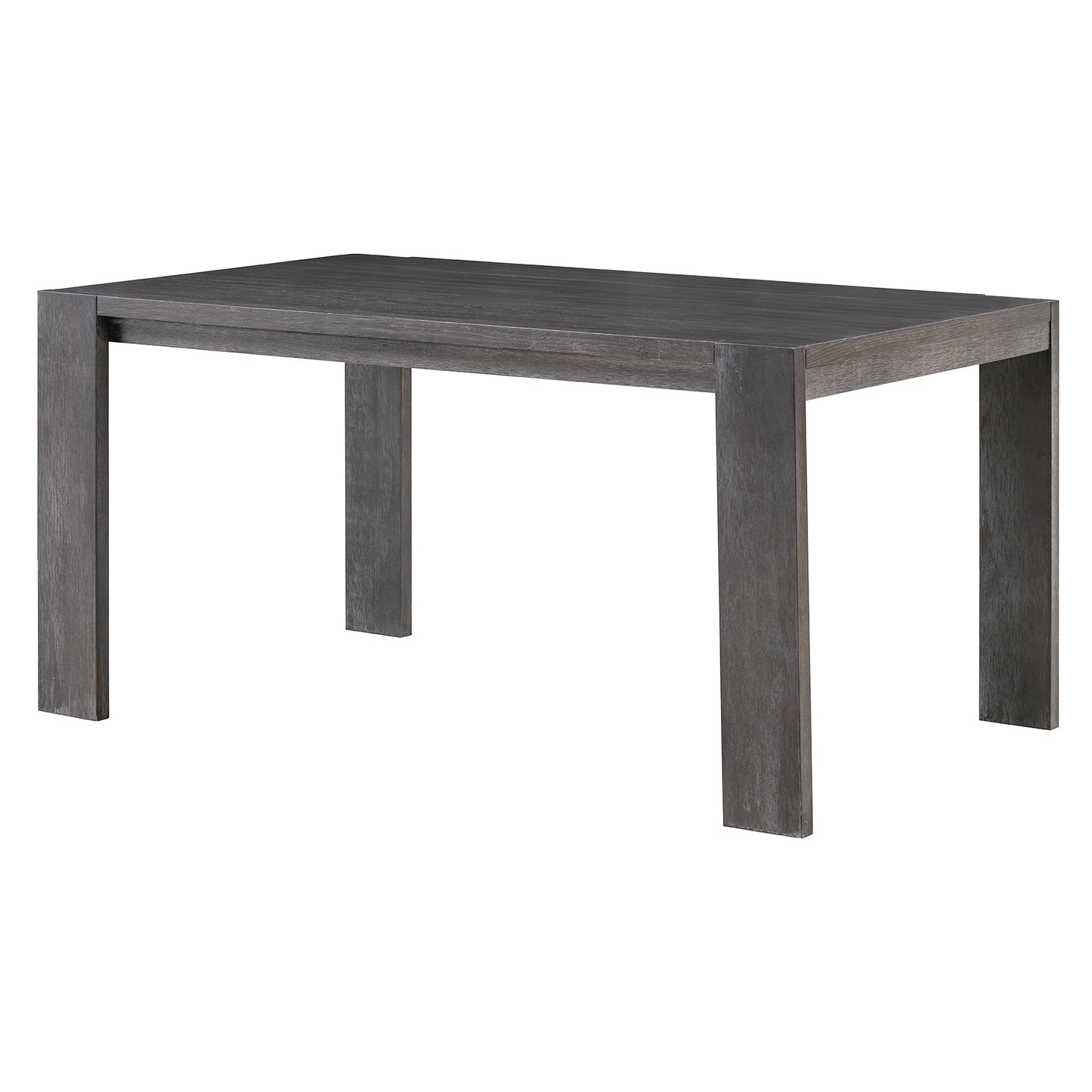 Modern dark gray wood dining table with clean lines and thick legs