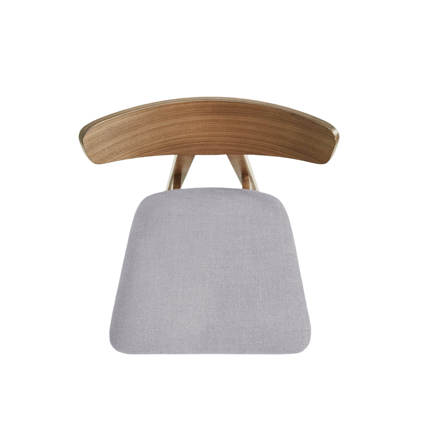 Light gray upholstered seat modern wooden chair back and legs