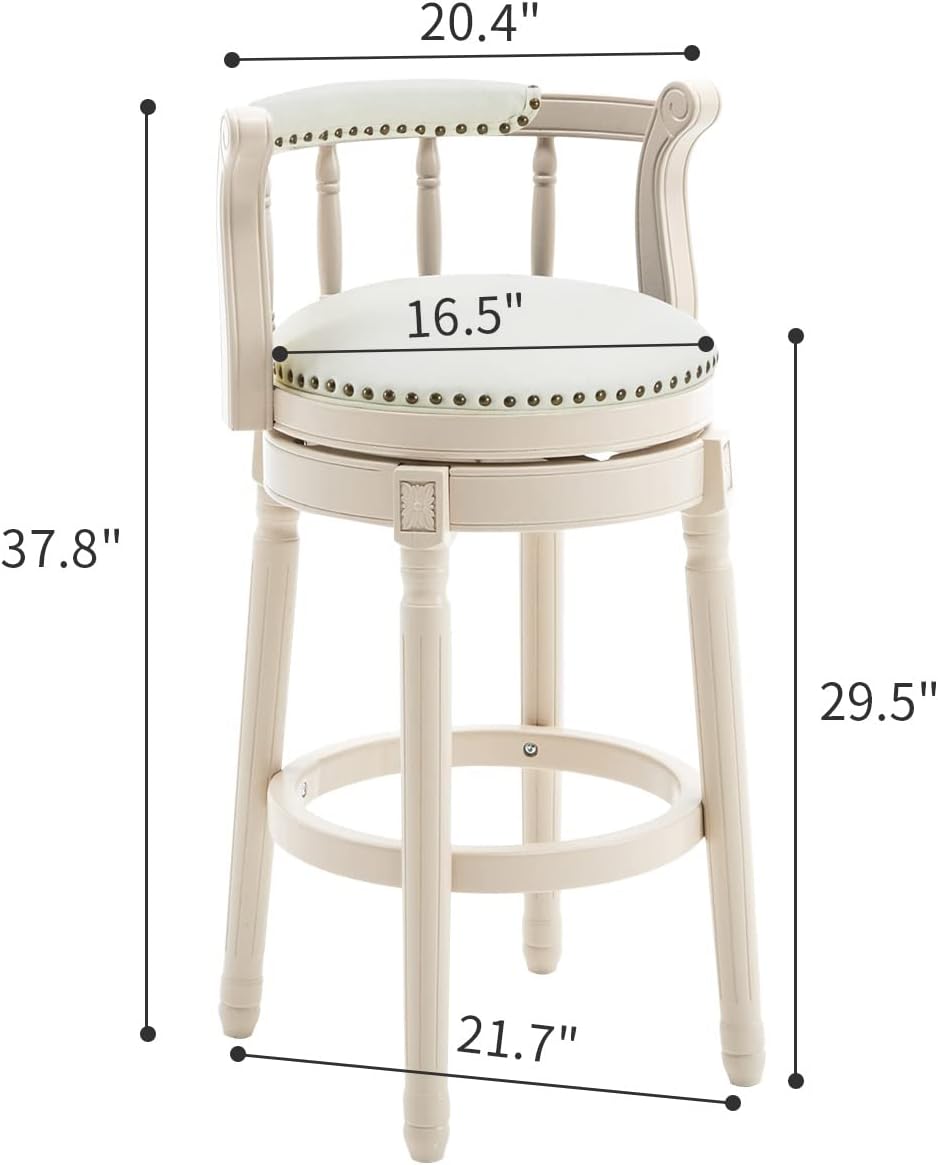 Cream swivel bar stool with padded seat and backrest
