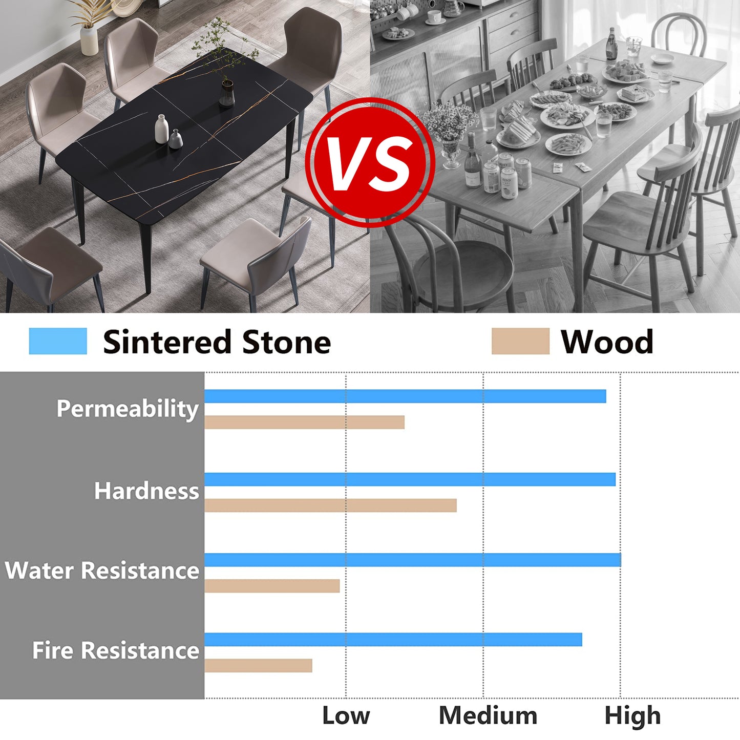 Modern black sintered stone dining table with gold veining