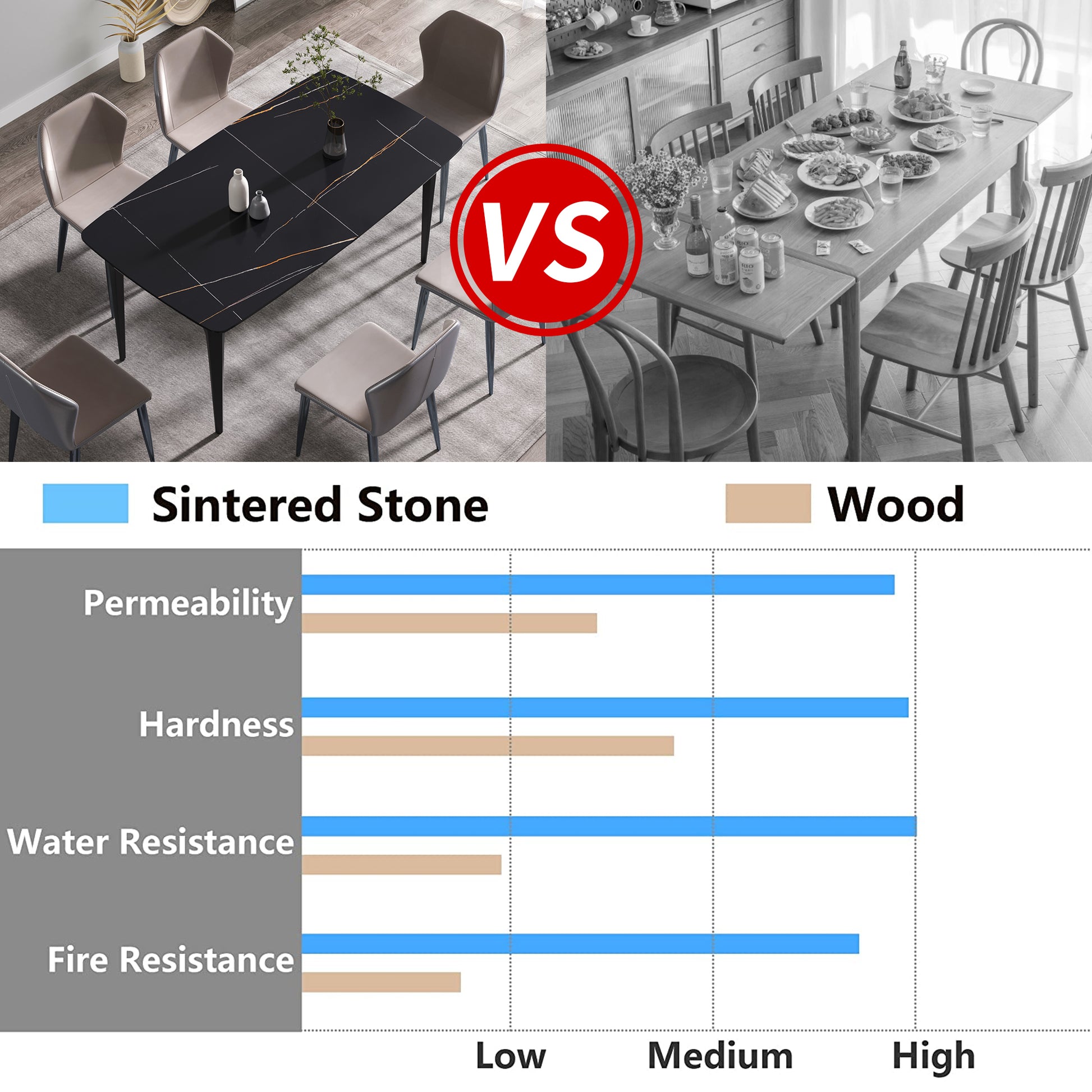 Modern black sintered stone dining table with gold veining