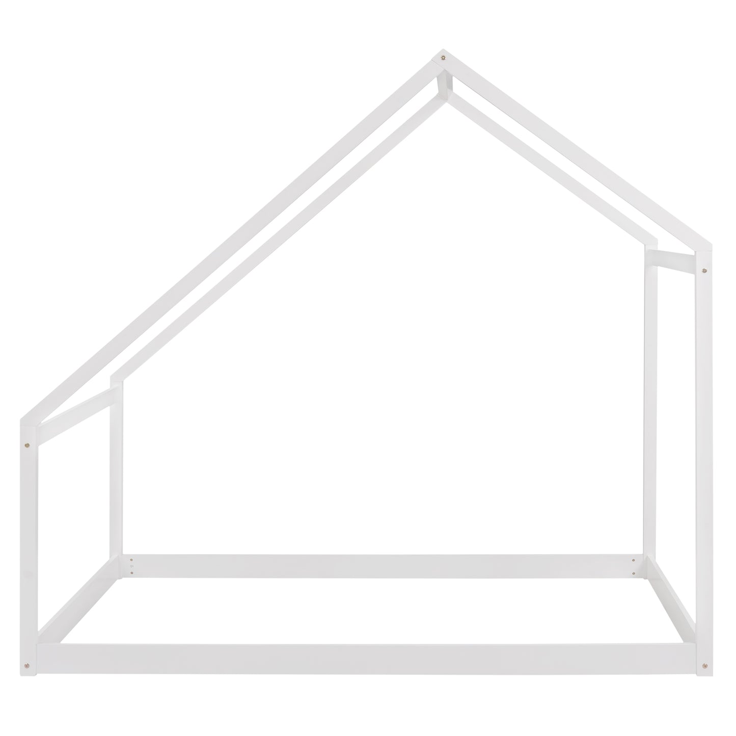 White wooden house bed frame for kids