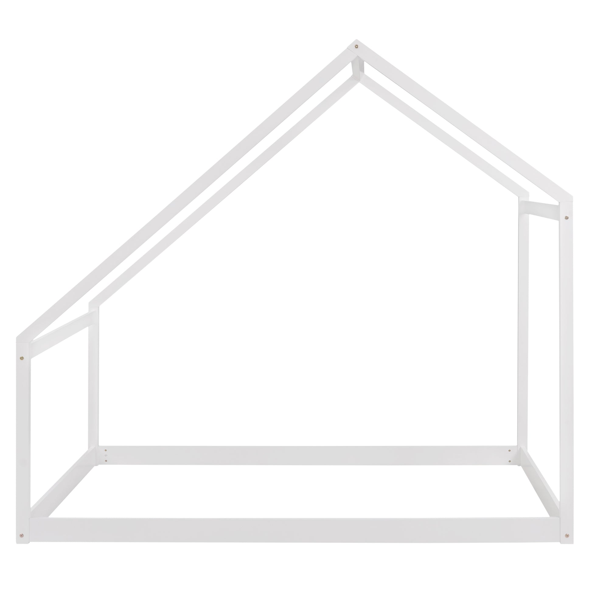 White wooden house bed frame for kids
