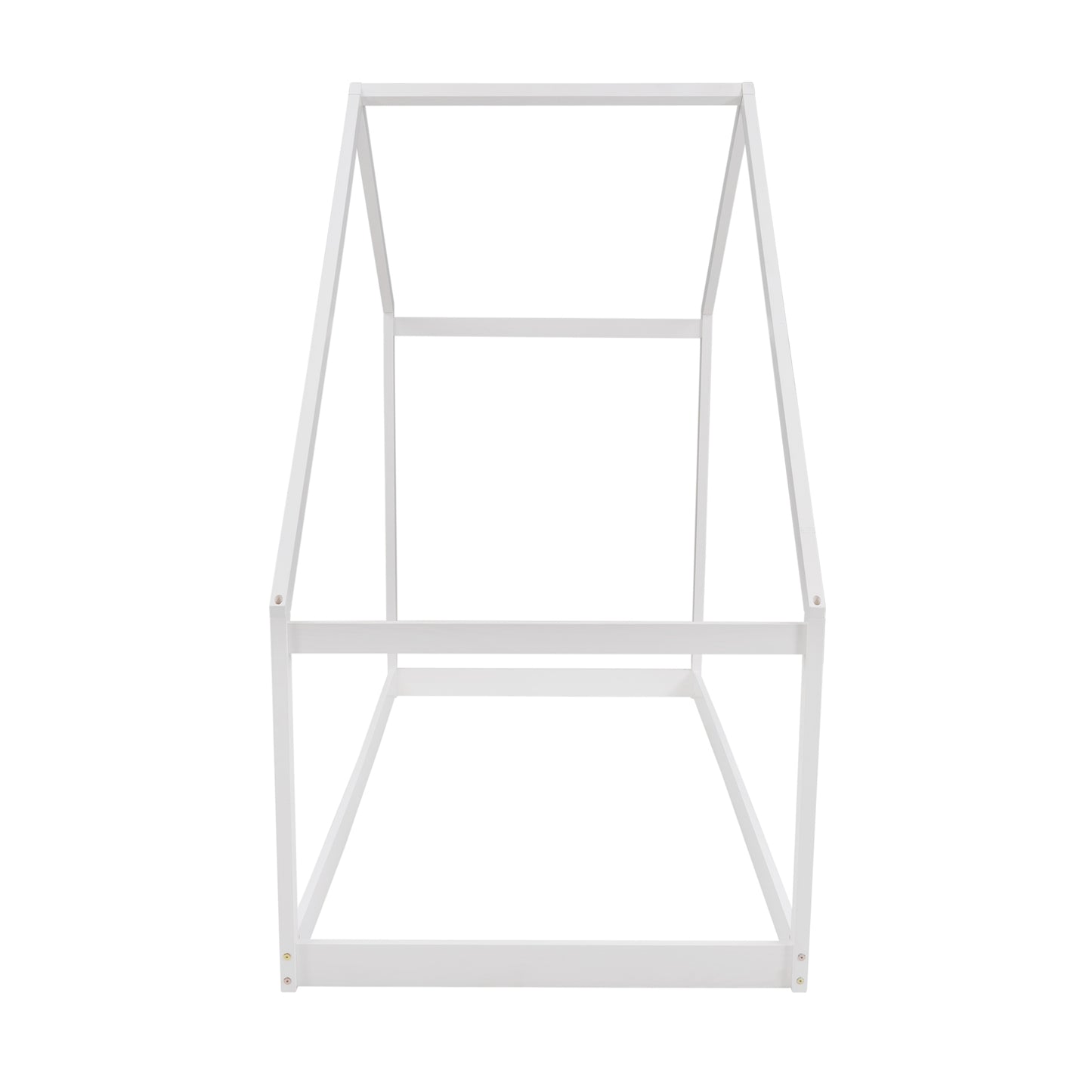 White wooden toddler bed frame