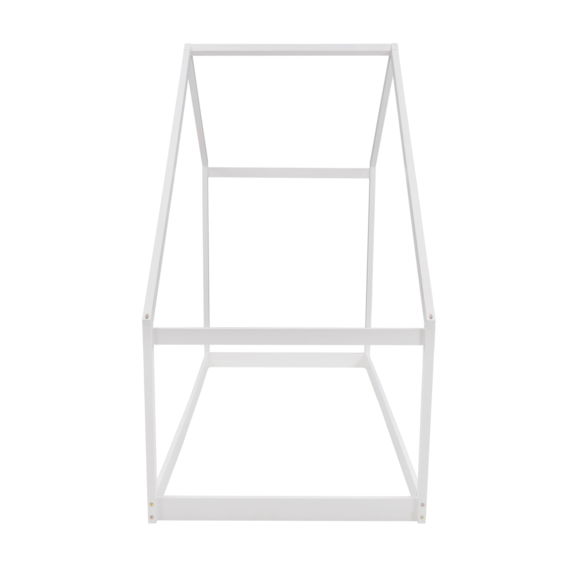 White wooden toddler bed frame