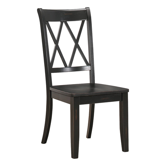 Black wooden dining chair with xback design