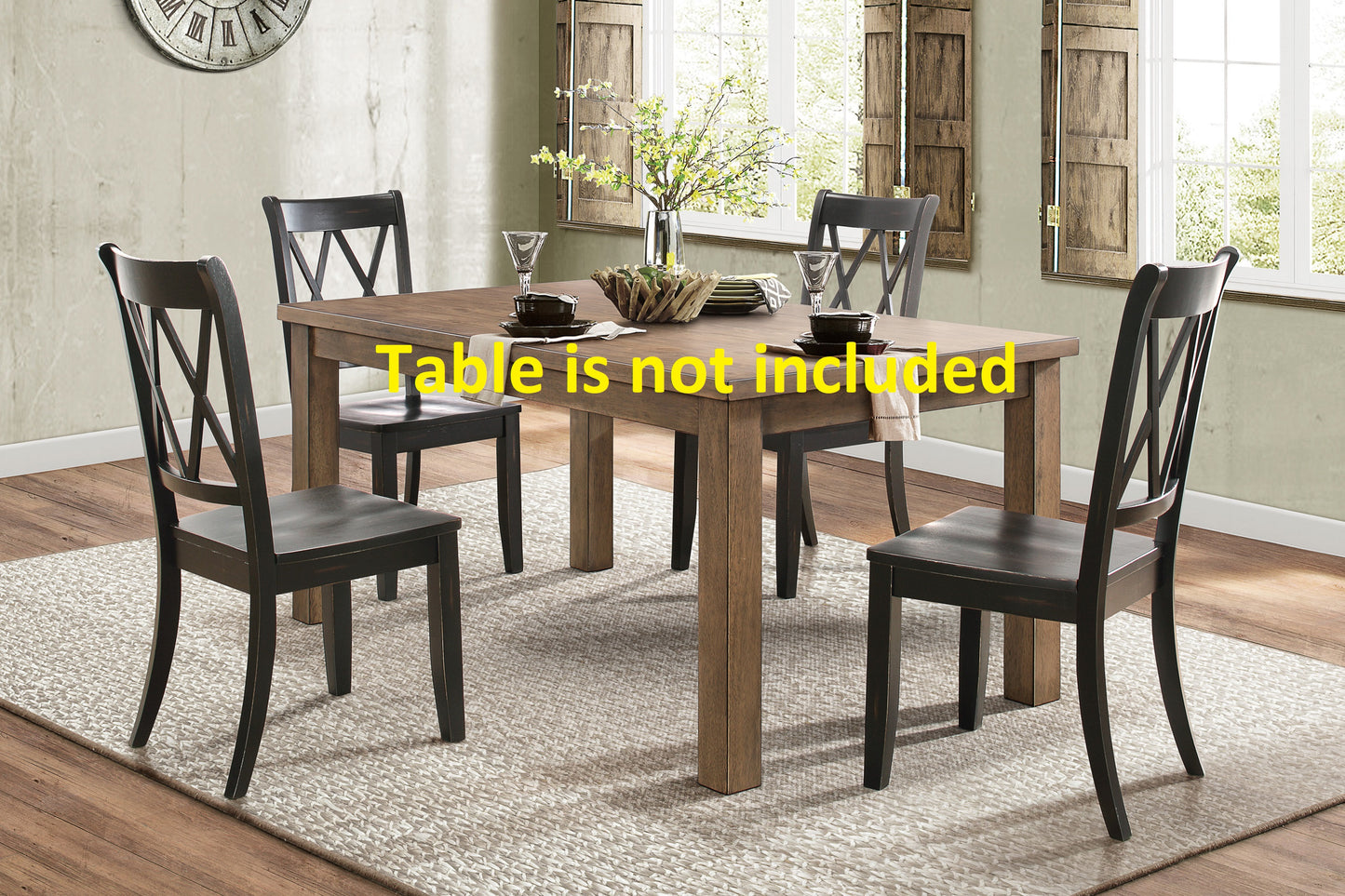 Dark wood dining chair with X back design