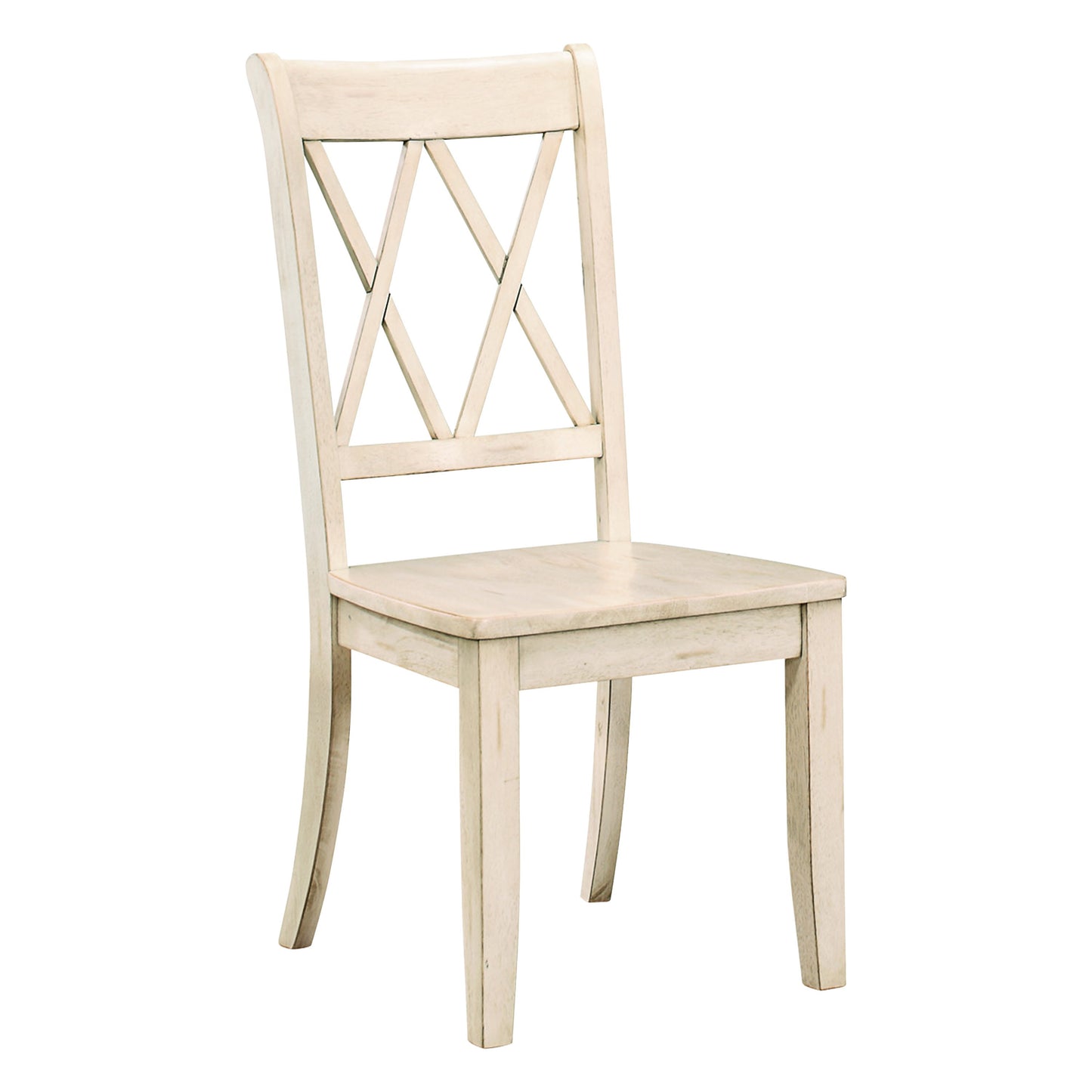TREATLIFE HOME Set of 2 Transitional Double-X Back Design Side Chairs, Casual White Finish, Pine Veneer, Ideal for Dining Rooms