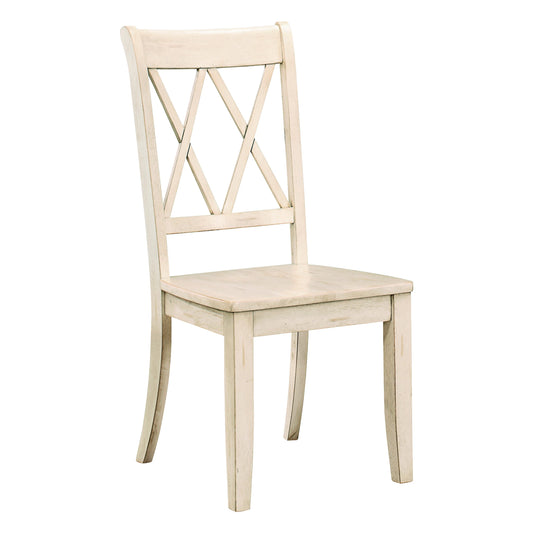 TREATLIFE HOME Set of 2 Transitional Double-X Back Design Side Chairs, Casual White Finish, Pine Veneer, Ideal for Dining Rooms