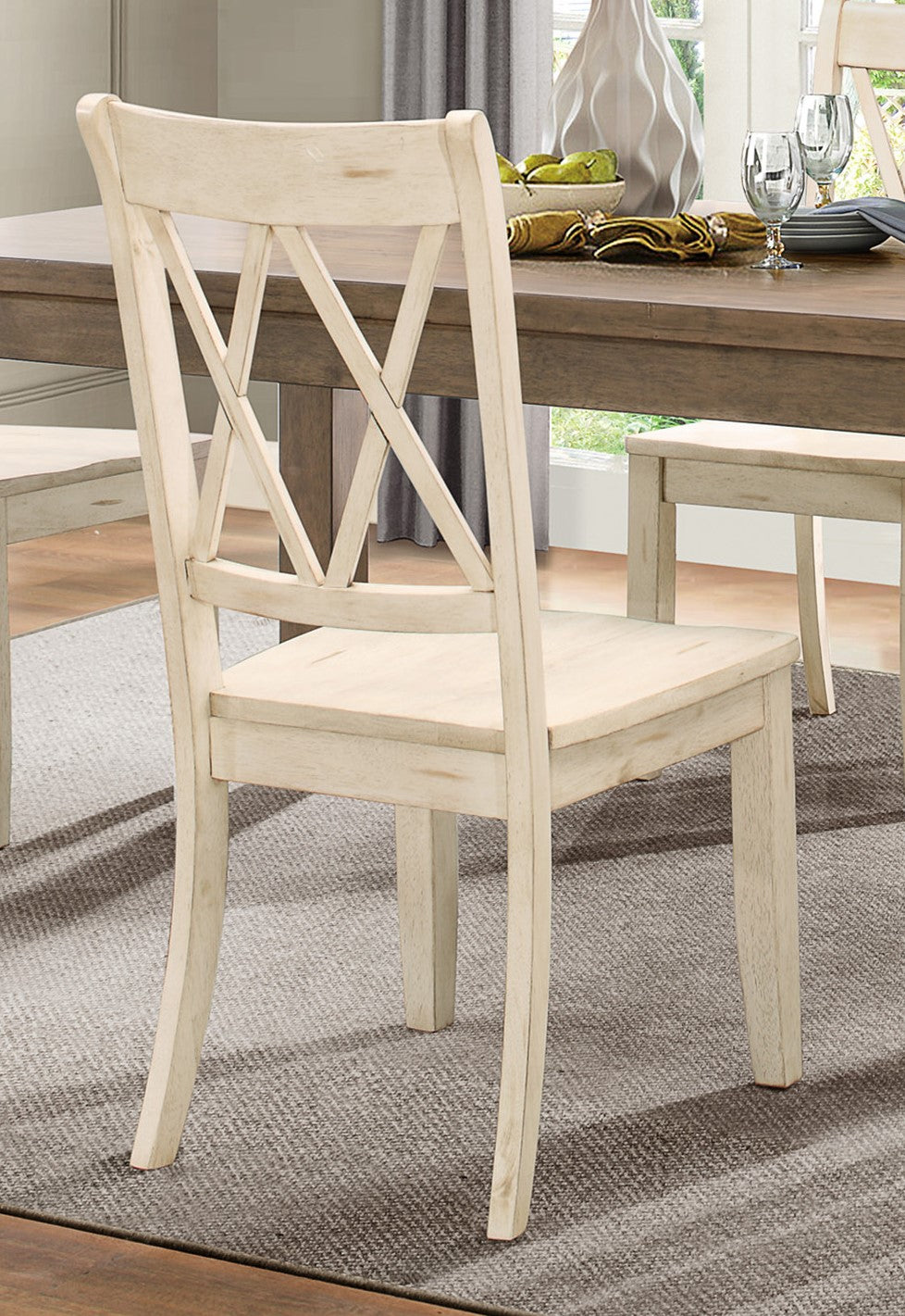 Cream farmhouse dining chair with xback detail