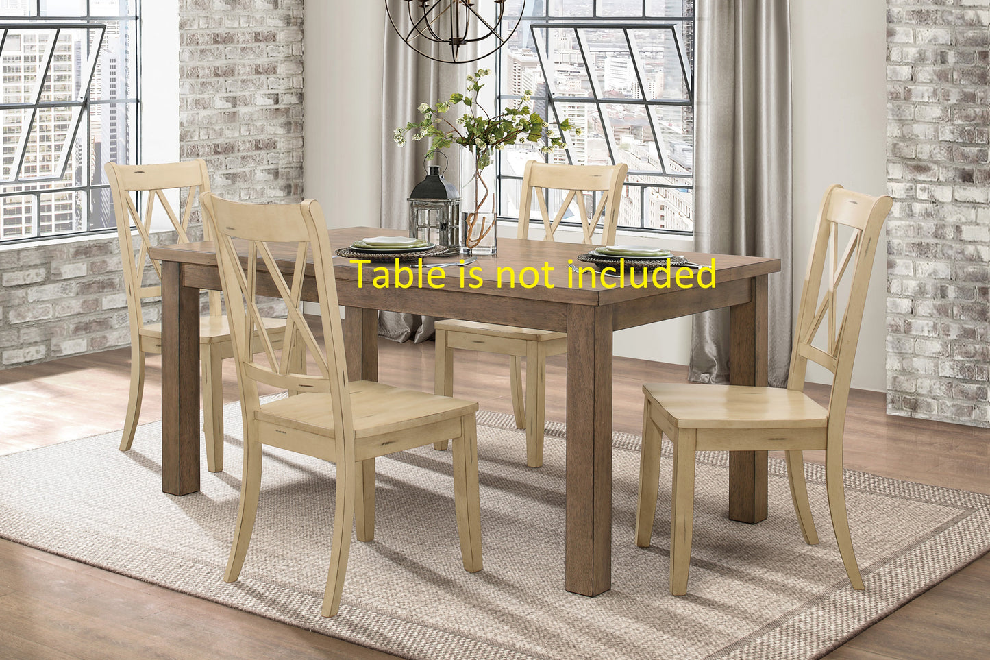 Wooden dining chair with light oak finish and crisscross backrest