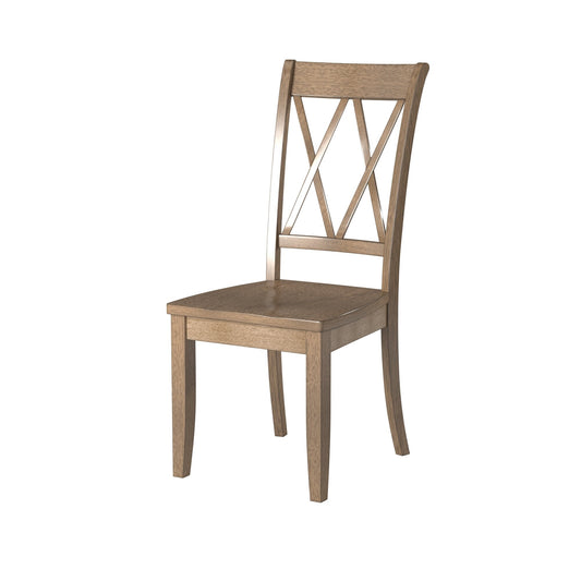 TREATLIFE HOME Set of 2 Transitional Wooden Side Chairs, Double-X Back Design, Brown Finish for Dining Rooms