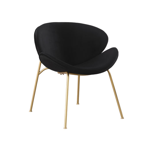 Black velvet accent chair with gold metal legs