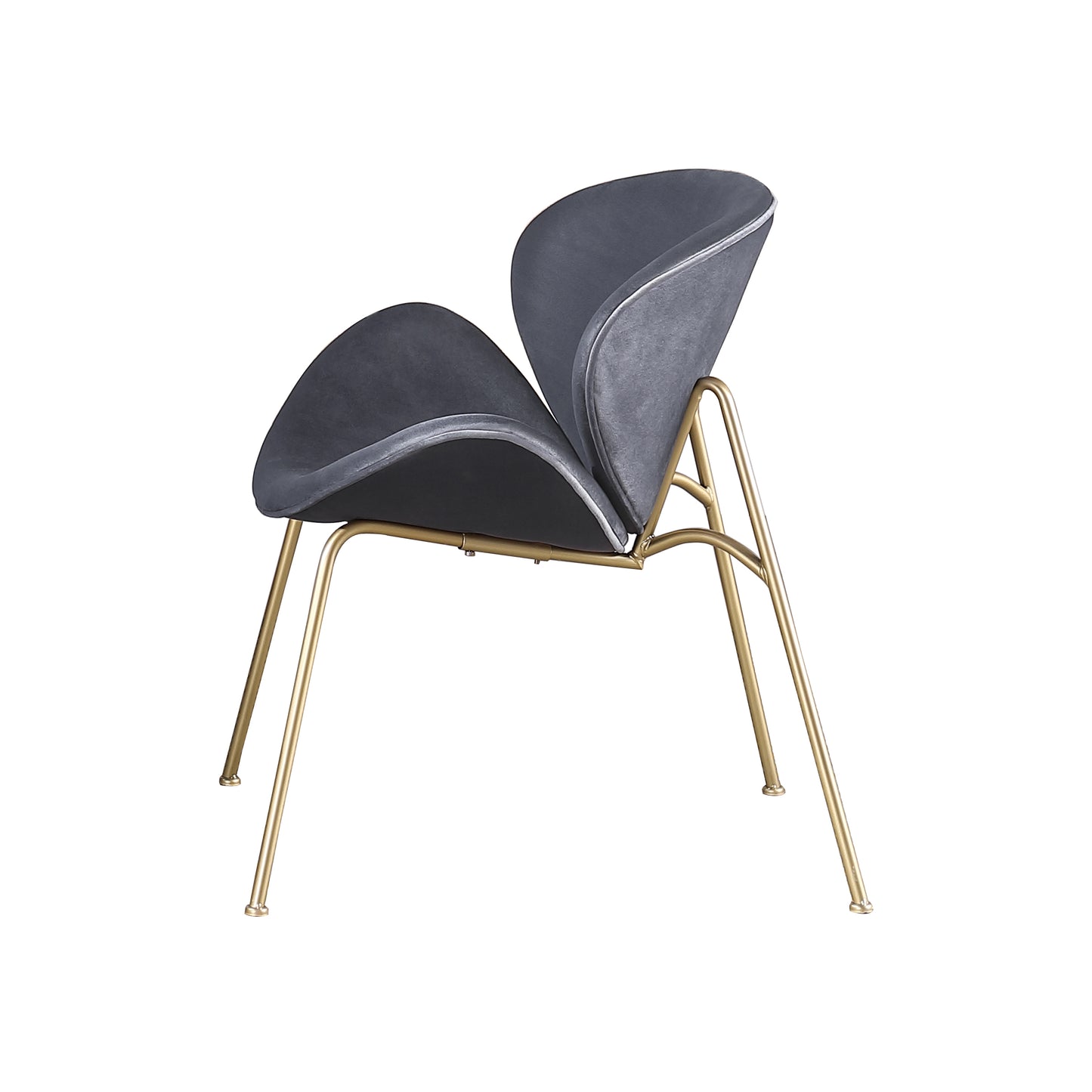 Dark gray velvet accent chair with gold metal legs