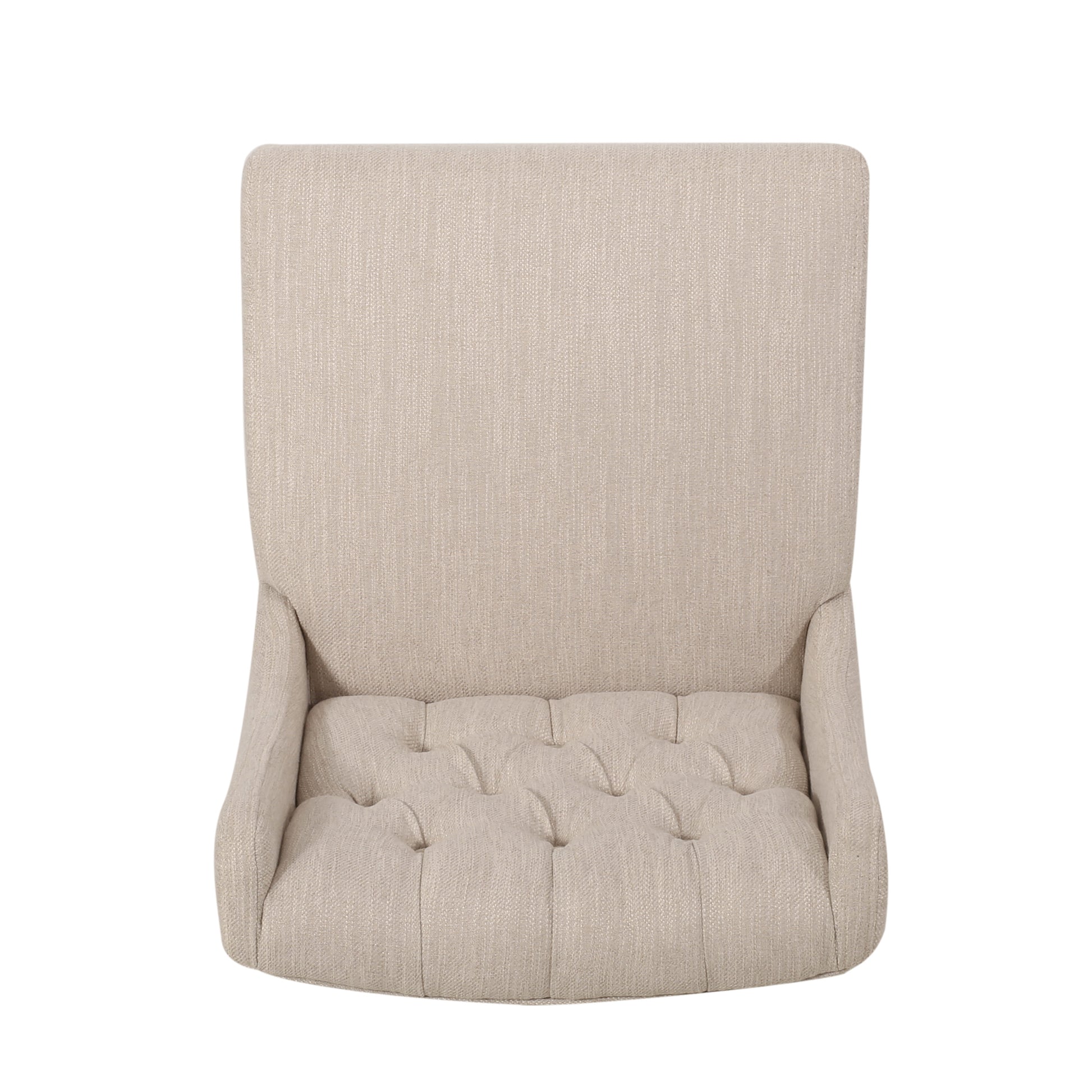Tufted back dining chair in neutral linen fabric