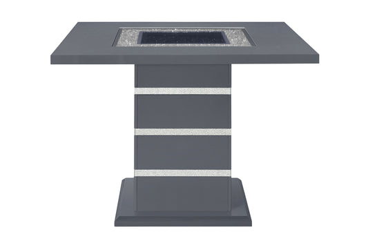 Square contemporary coffee table in dark gray with reflective crystal inlay
