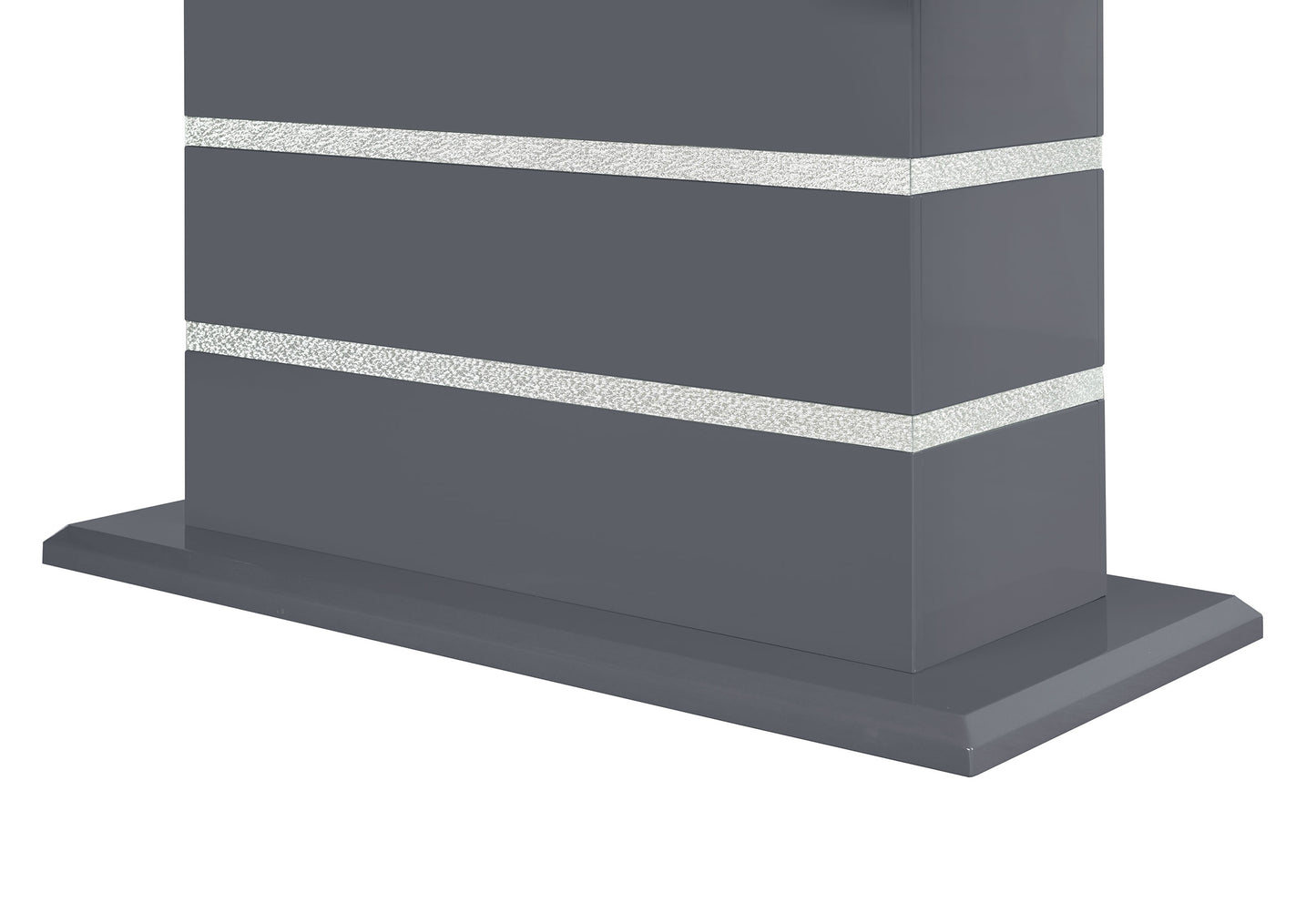 Grey gloss pedestal with silver sparkle inlay detail