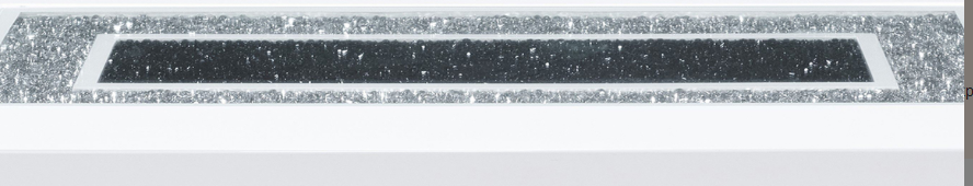 Sparkling silver and black crushed crystal picture frame with white border