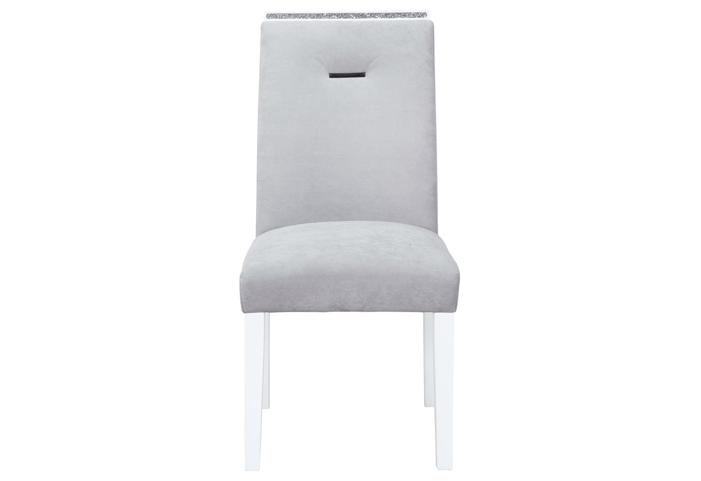 TREATLIFE HOME Contemporary Velvet Dining Chair Set of 2, Light Gray and White Finish, Slat Design Back, Padded Seat