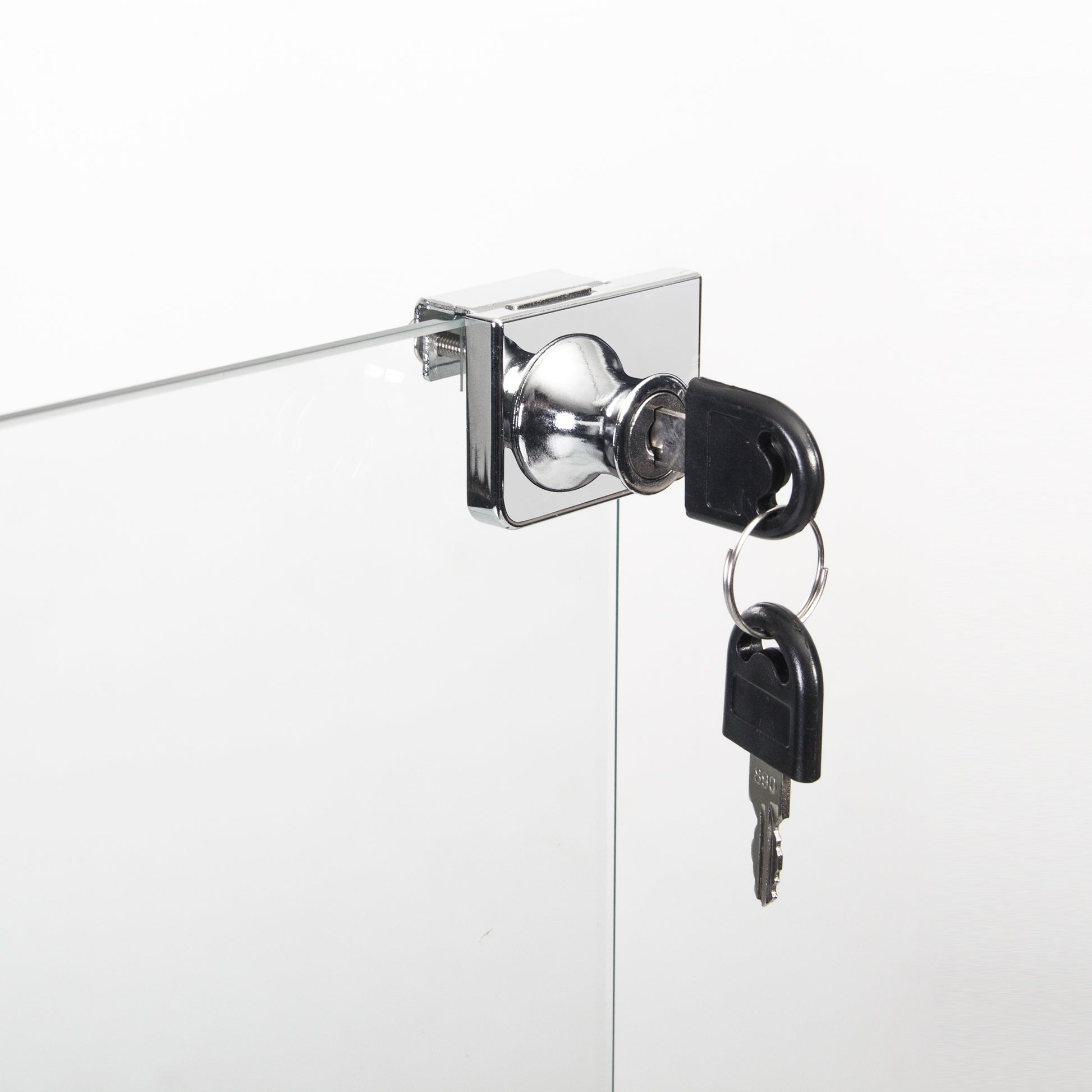 Chrome glass display cabinet lock with two keys