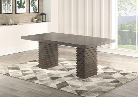 TREATLIFE HOME Dining Table with Twin Pedestal Base, Solid Hardwood Moldings, Dark Gray Finish, 42x60 Inches