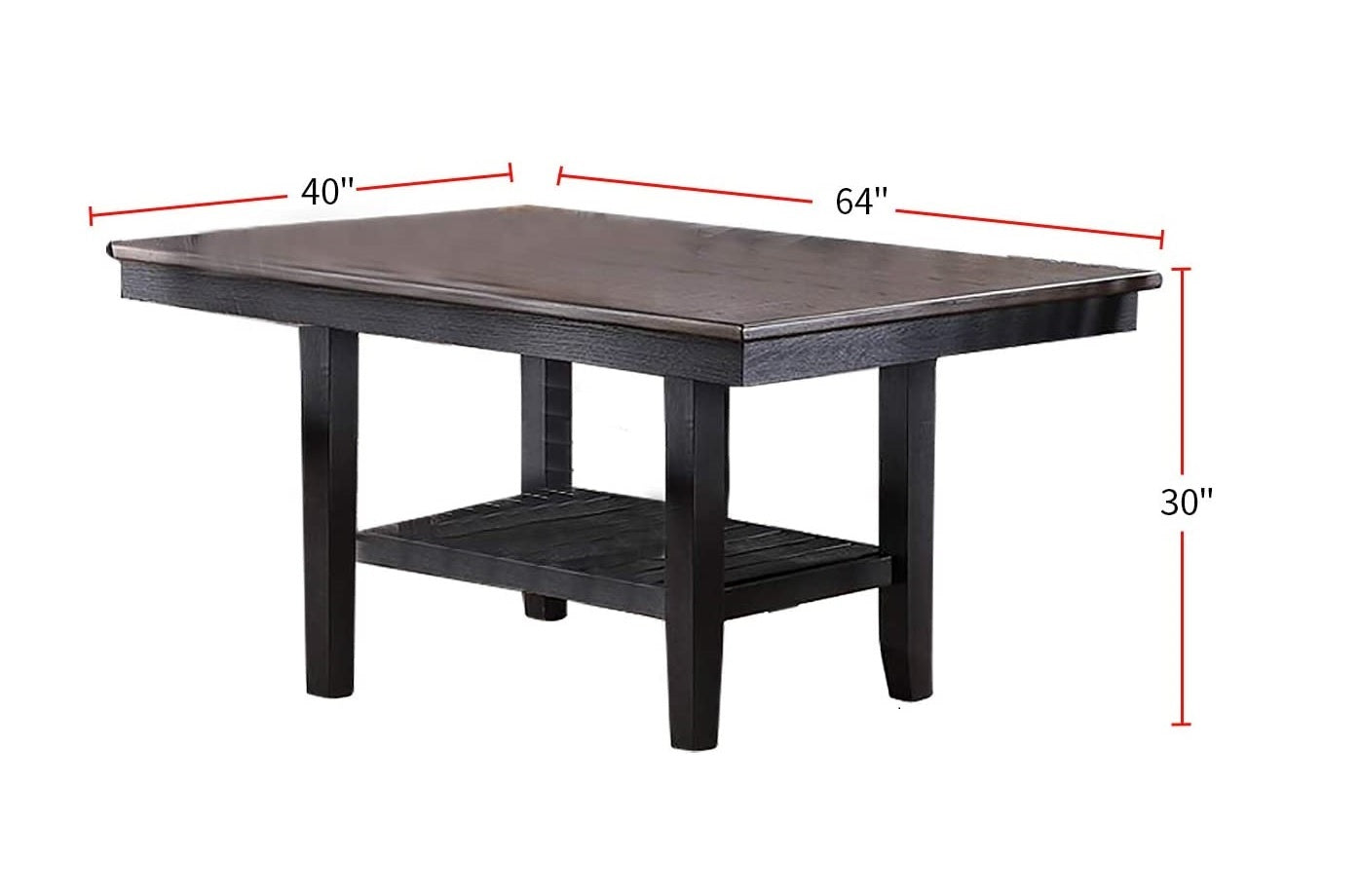 Dark wood counter height table with lower shelf