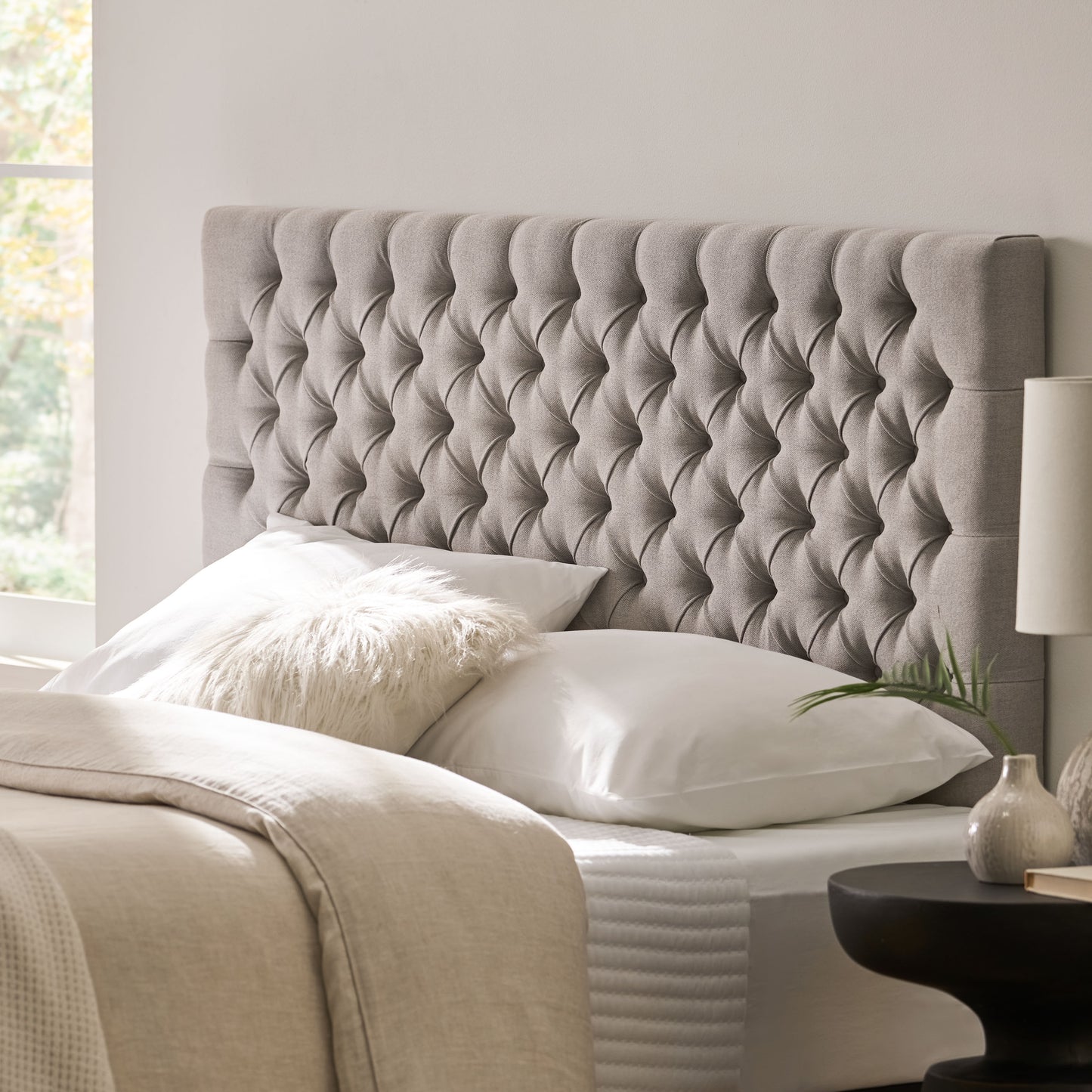 Upgrade Your Bedroom with a Light Grey Upholstered Headboard