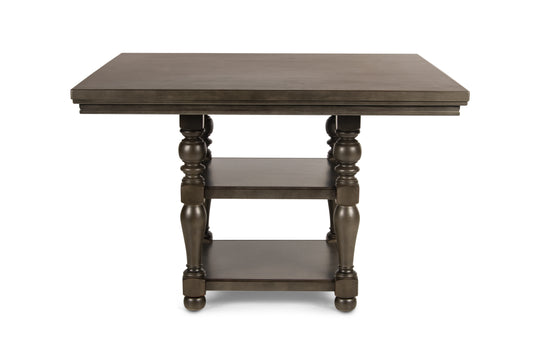 TREATLIFE HOME Counter Table with Pedestal Base and Storage Shelves, Seats Up to Eight, Dark Gray Finish