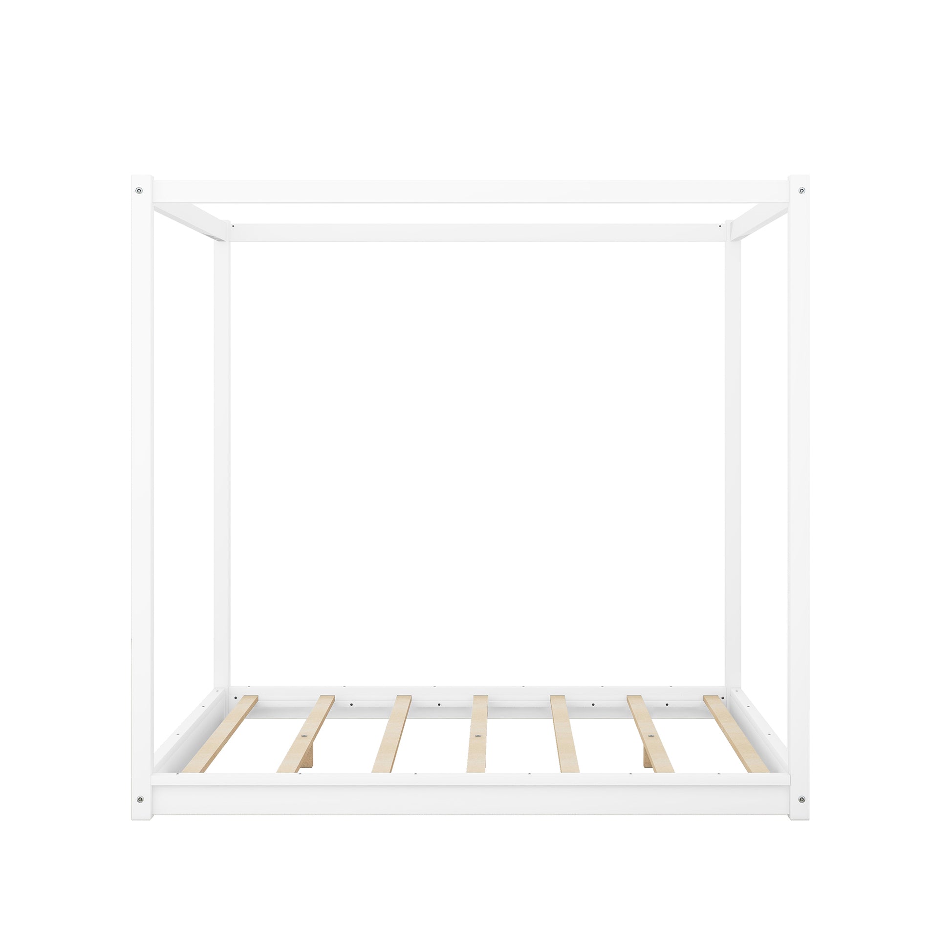 Modern white canopy bed frame