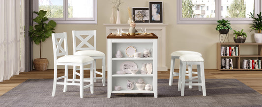 White wooden bar stool with upholstered seat