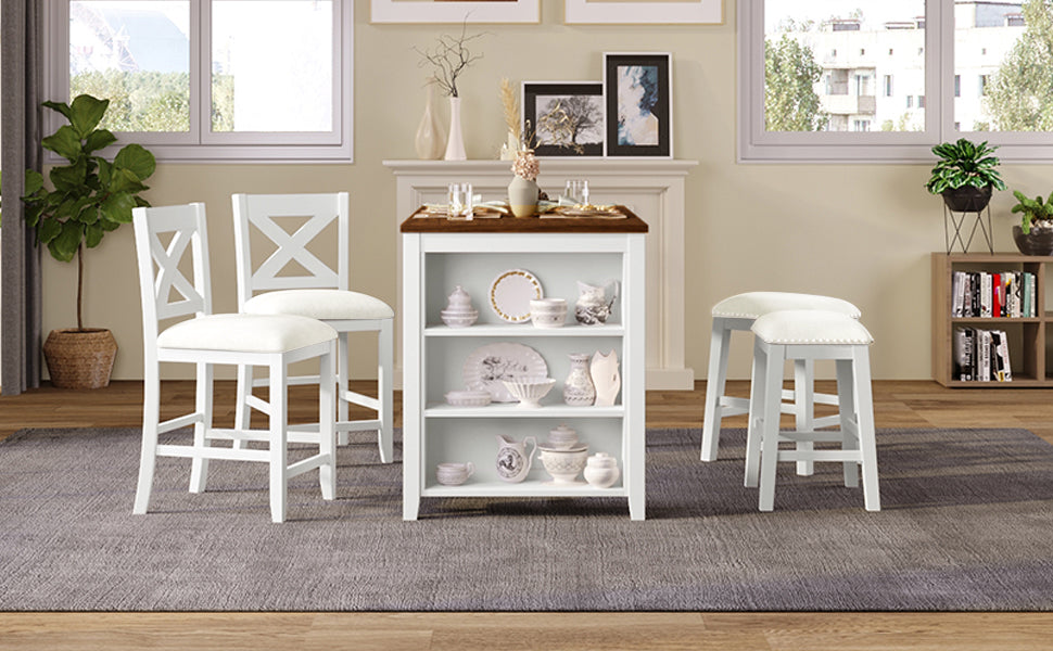 White wooden counter stool with Xback