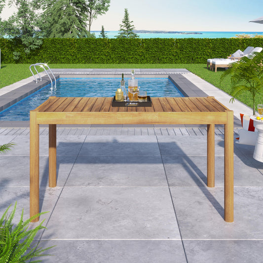 Modern rectangular wooden dining table for outdoor entertaining