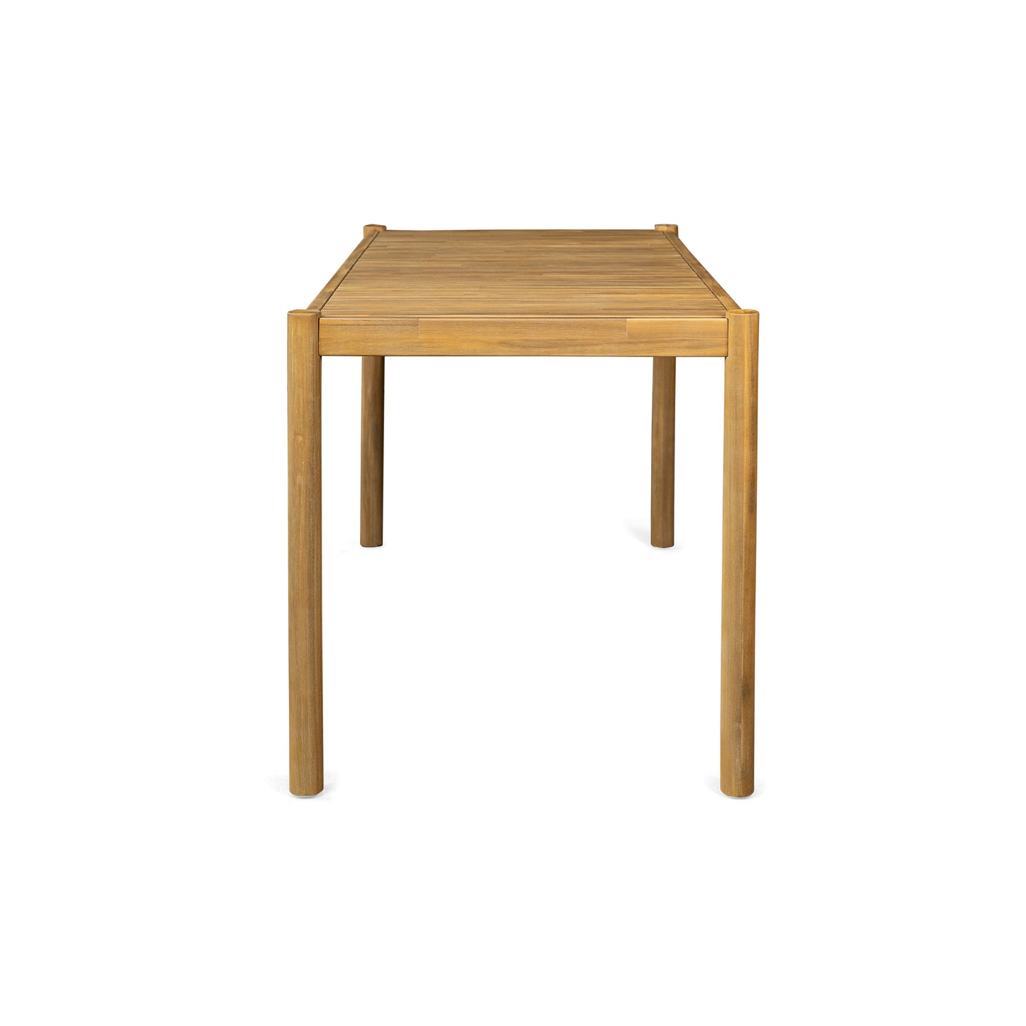 Natural wood dining table with slatted top