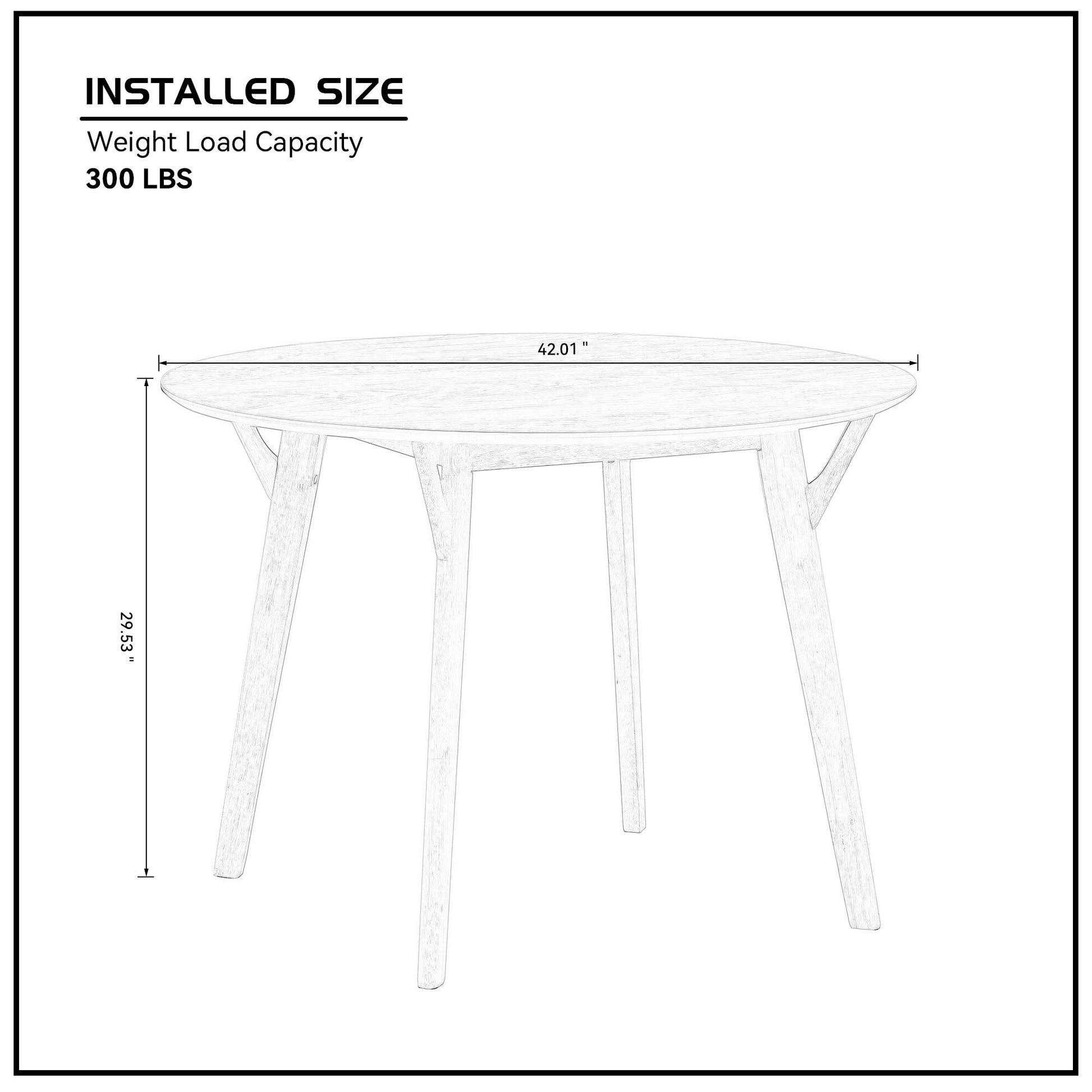 Round dining table with tapered legs
