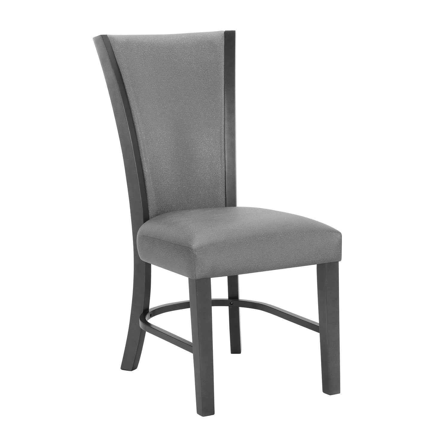 TREATLIFE HOME Set of 2 Contemporary Upholstered Dining Chairs with Plush Gray Fabric and Black Wooden Frame
