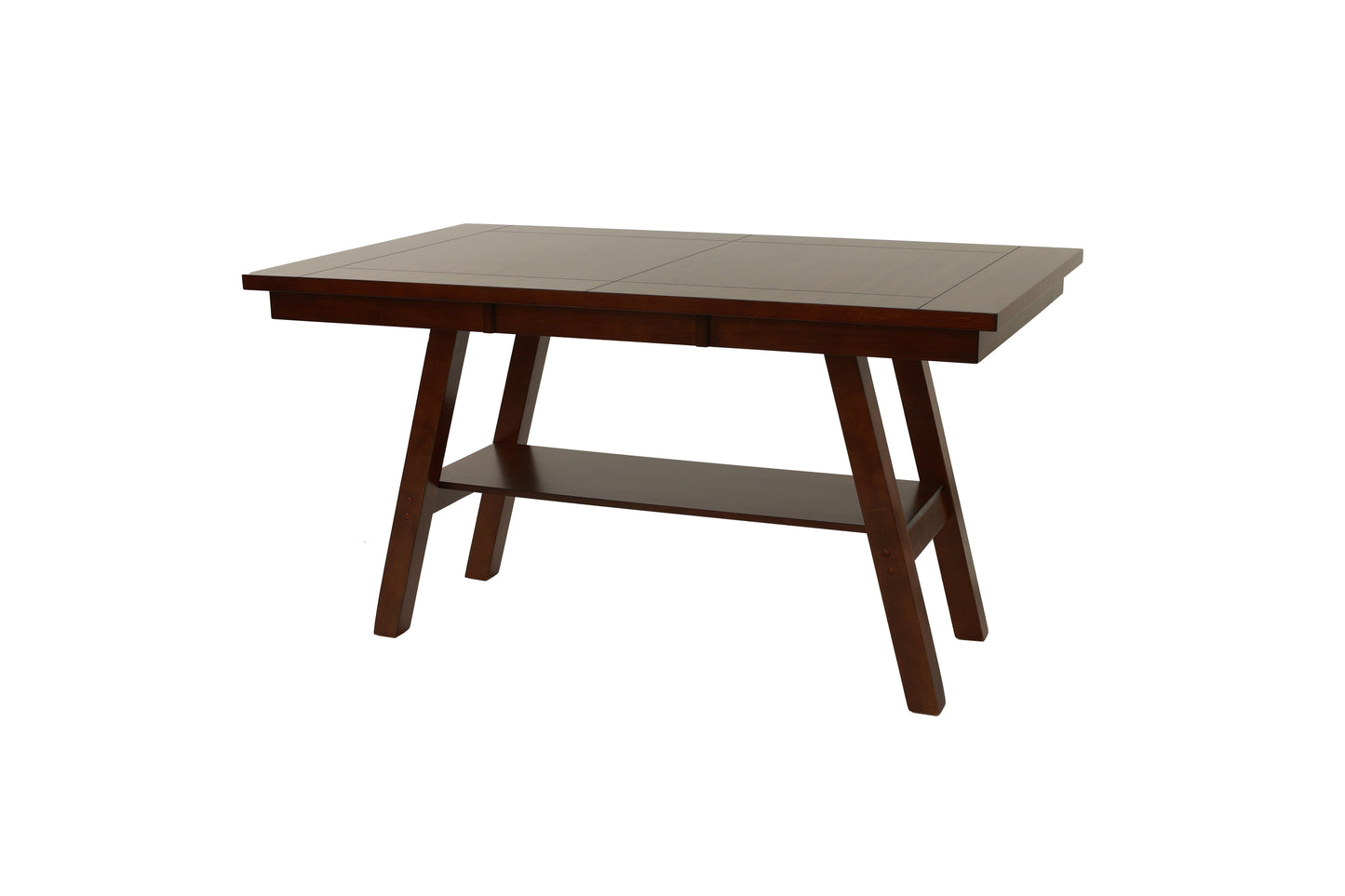 Dark brown wooden console table with clean lines and a lower shelf for storage