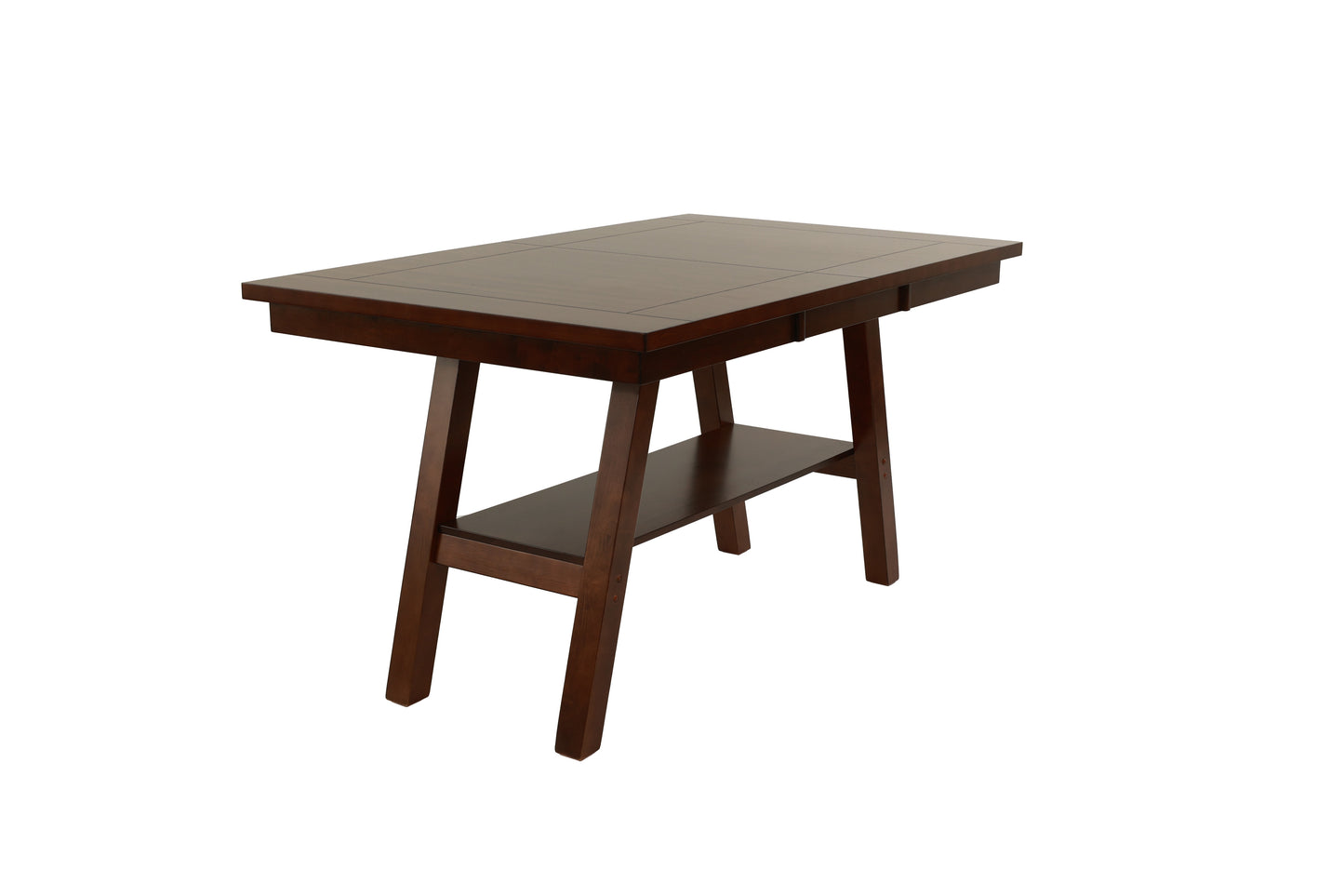 Rich dark wood end table with open shelf