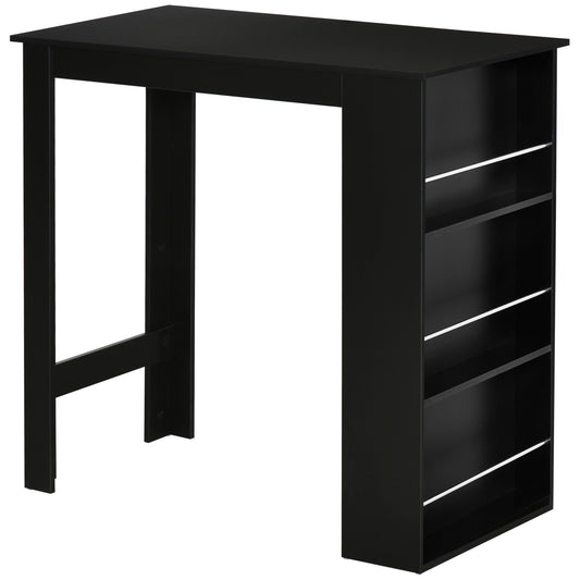 Modern black bar table with four open shelves