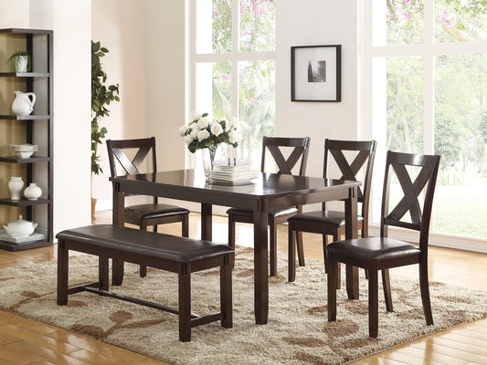 TREATLIFE HOME Casual Modern 6-Piece Dining Room Set with Table, 4 Side Chairs, and Bench, Espresso Finish