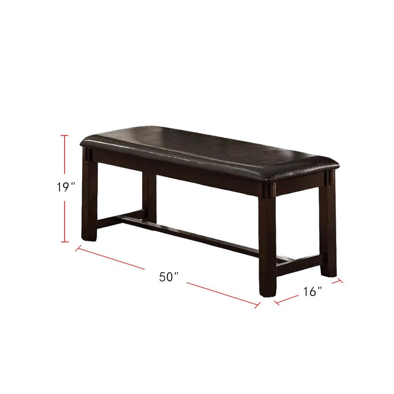 Dark brown upholstered wood bench
