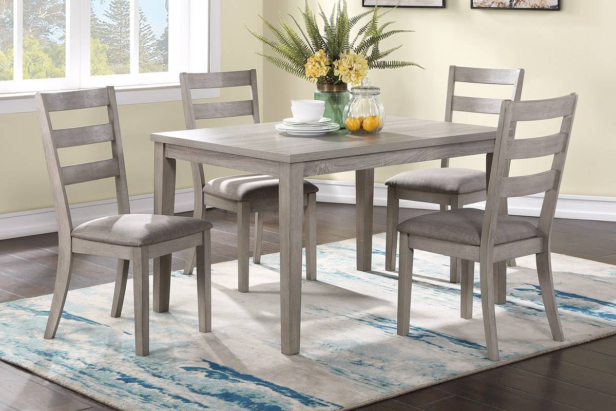 Gray wood dining table and chairs set