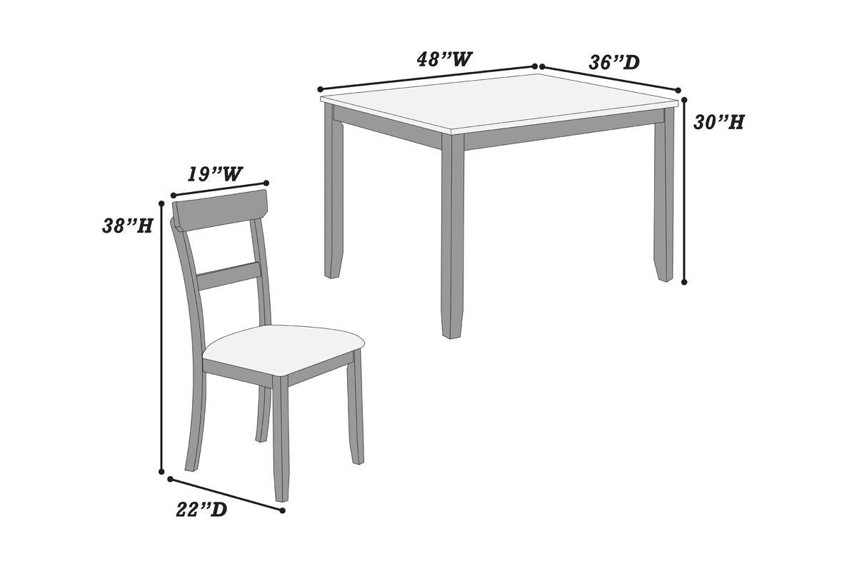 Simple dining table and chair set dimensions W x D x H