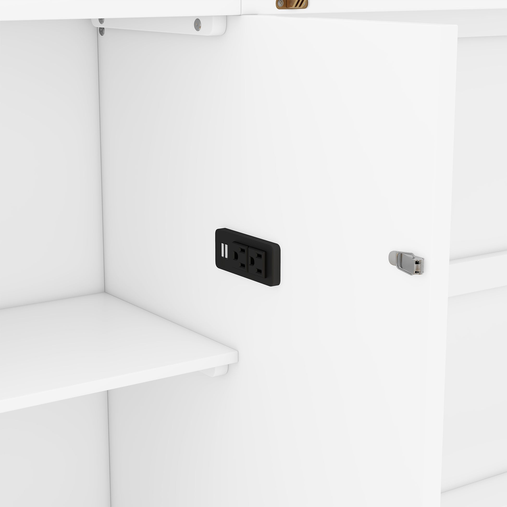 Black integrated USB and power outlet panel for furniture charging