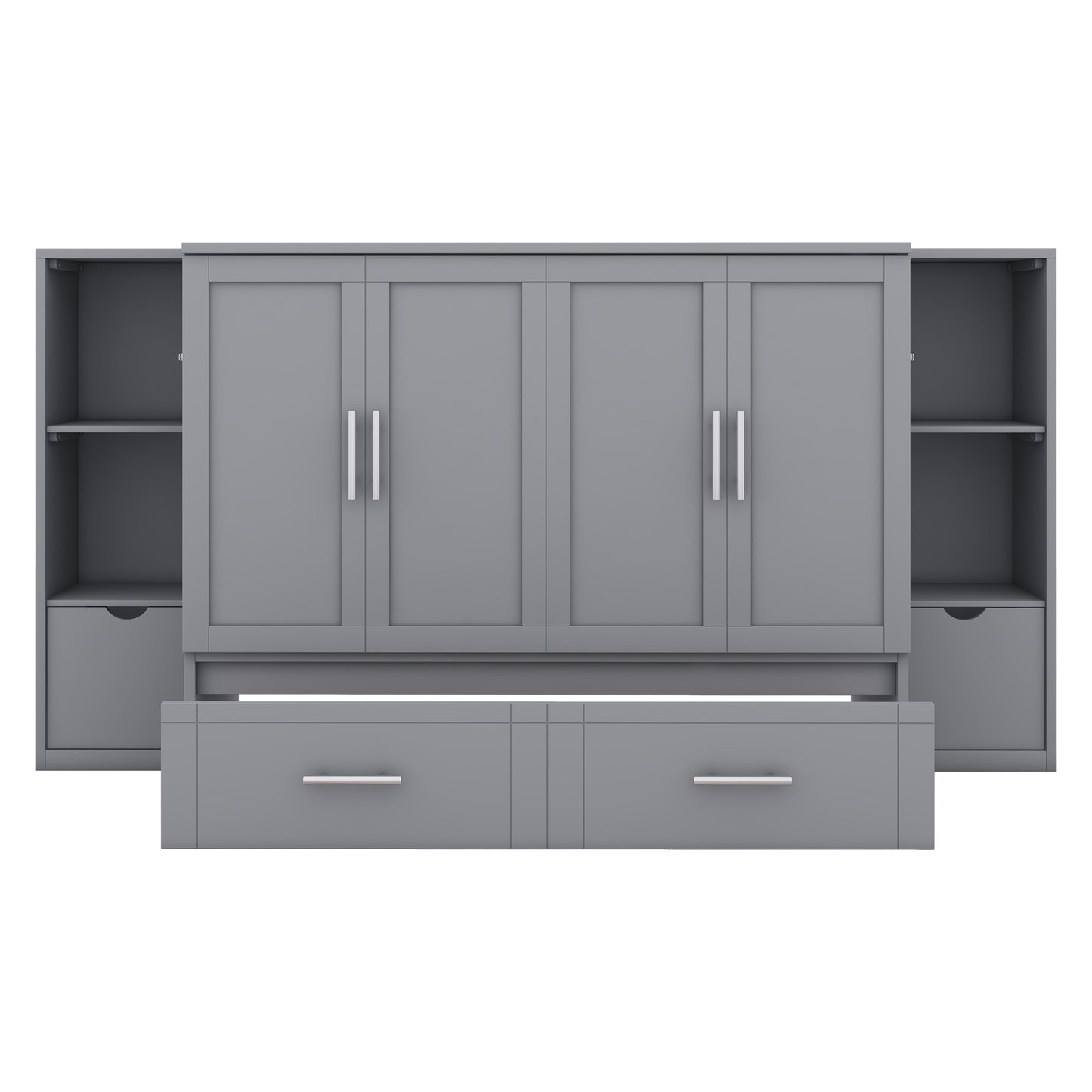 Modern gray wall unit with four cabinet doors and two drawers