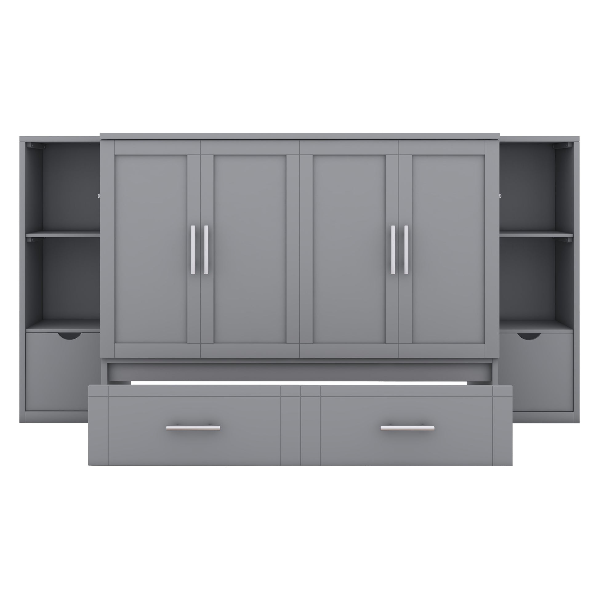 Modern gray wall unit with four cabinet doors and two drawers