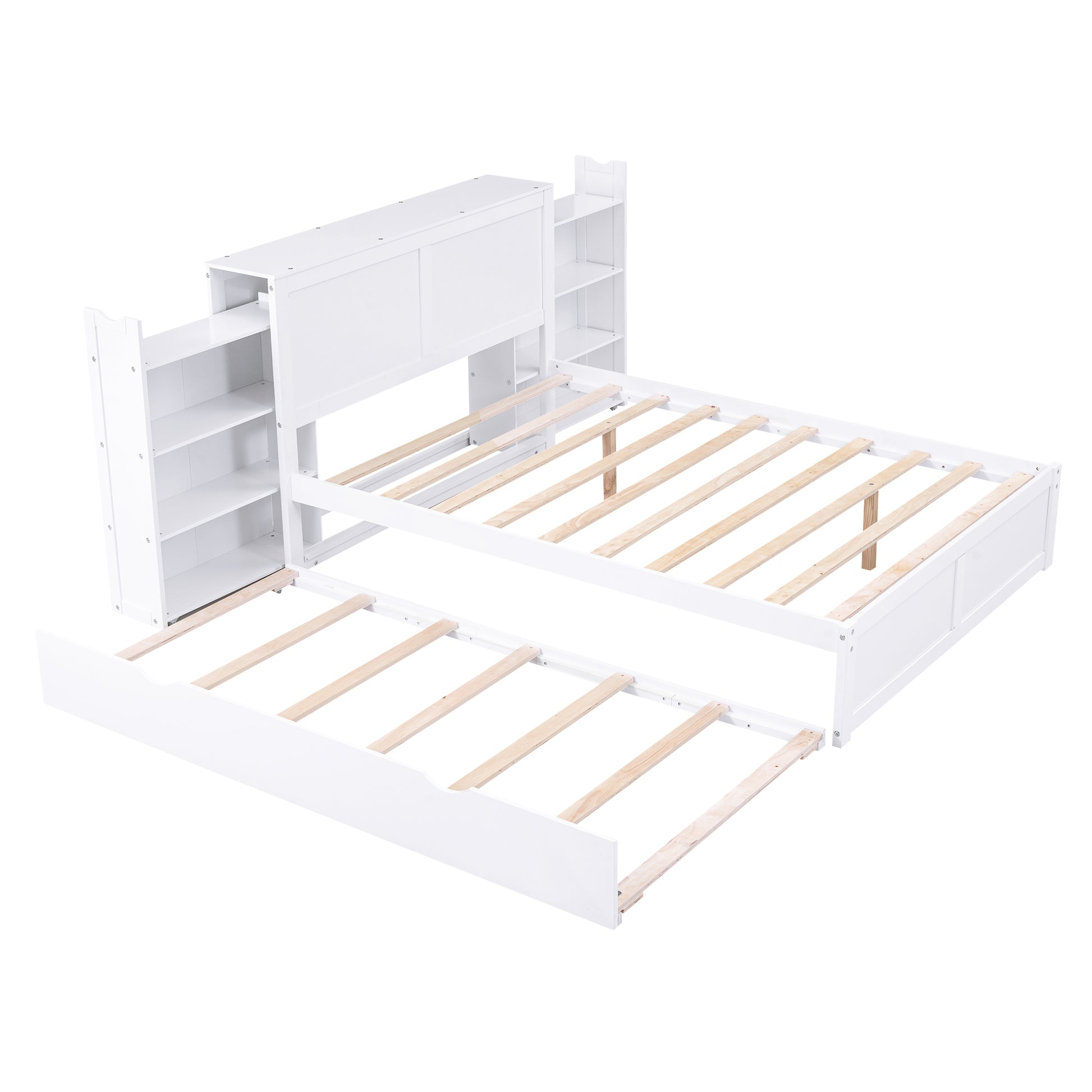White twin captain bed with drawers and trundle