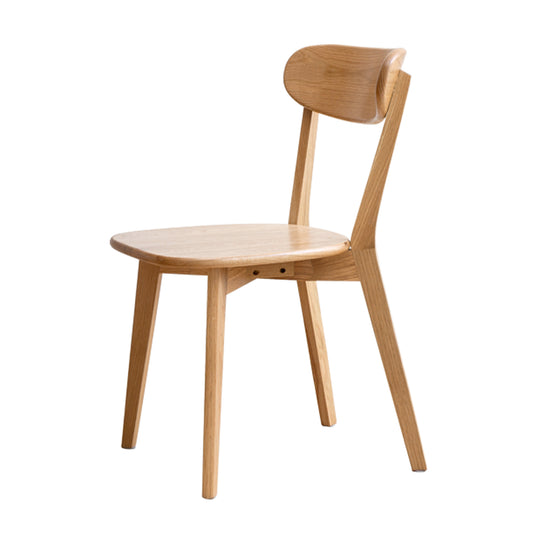 Natural light oak wood dining chair with curved back