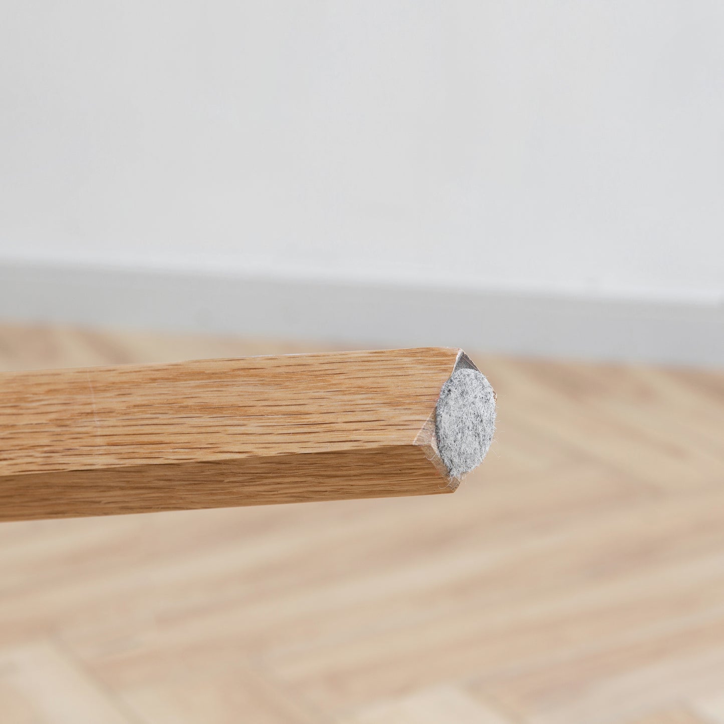 Oak wood furniture leg with felt protector